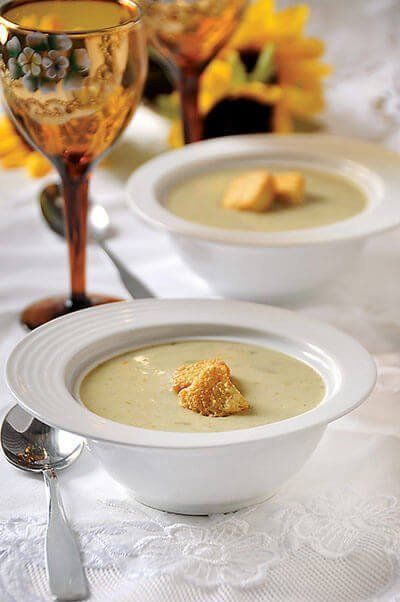 Crema de apio con champiñones