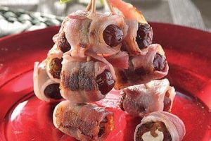 Brocheta de dátil envuelta en tocino