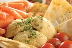 Dip de garbanzo con chips de pan árabe