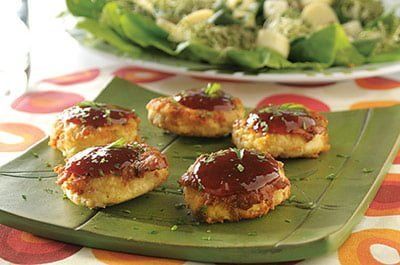 Tortitas de pollo con salsa BBQ