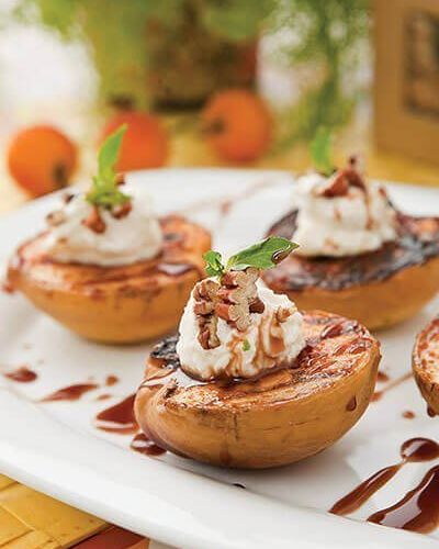 Melocotón con queso mascarpone