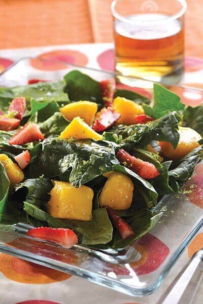 Ensalada de espinacas con mango