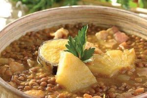 Sopa de lentejas con frutas