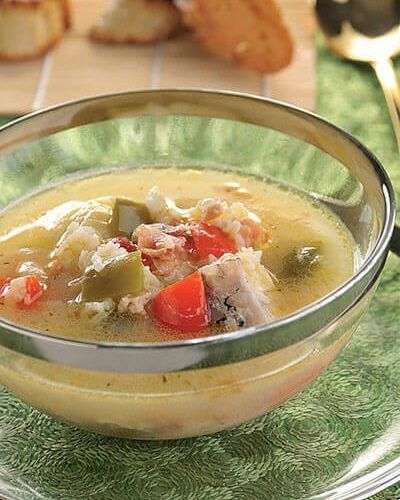 Sopa de pescado y pimiento