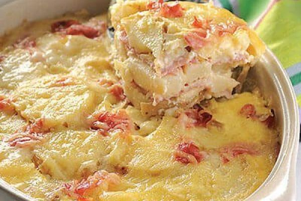 Gratín de papa y jamón