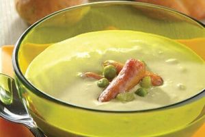 Crema de chícharos con salchicha