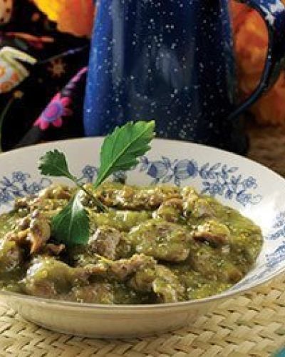 Mollejitas de pollo en salsa de crema verde