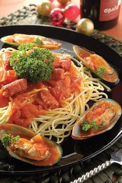 Espagueti con mejillones